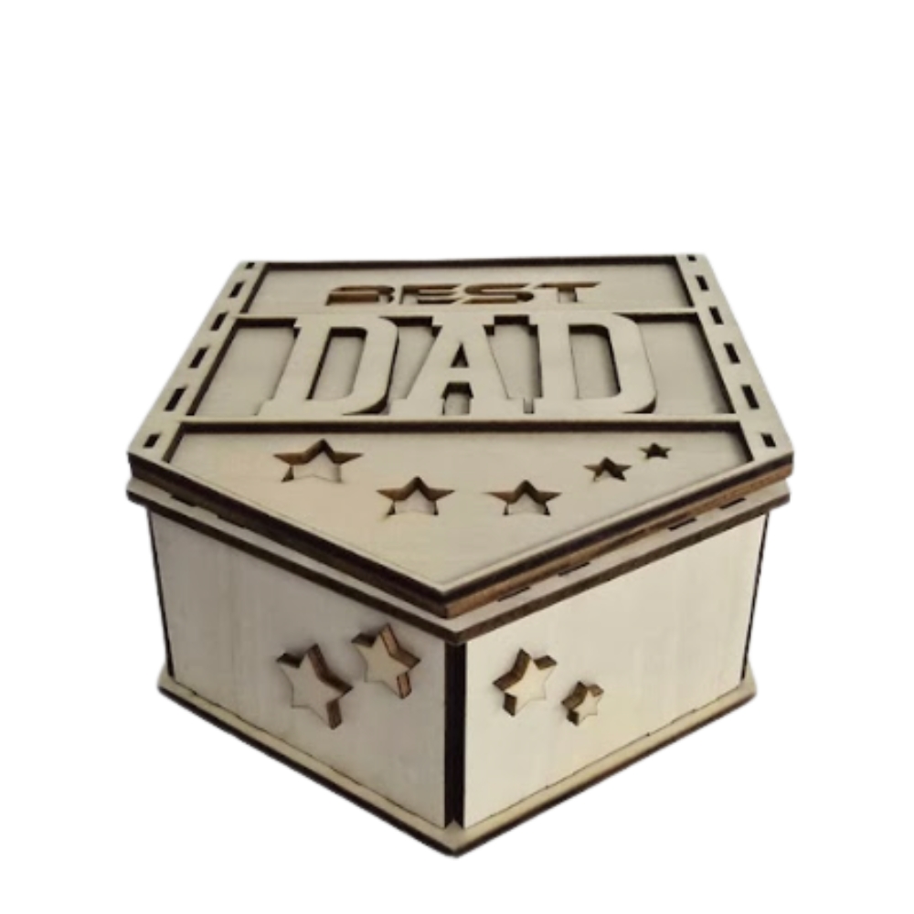 Engraved Wooden Box – Dad 1 Shaped Keepsake Gift