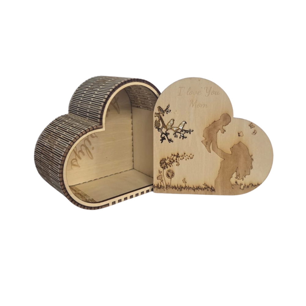 Engraved Wooden Box – Heart Shaped Keepsake Gift