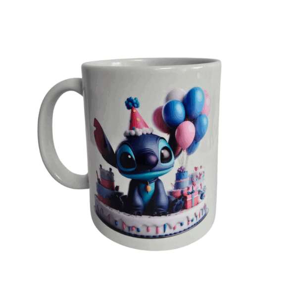 Custom Ceramic Mug – Cute  Stitch Birthday Inspired Design, Coffee Cup Gift