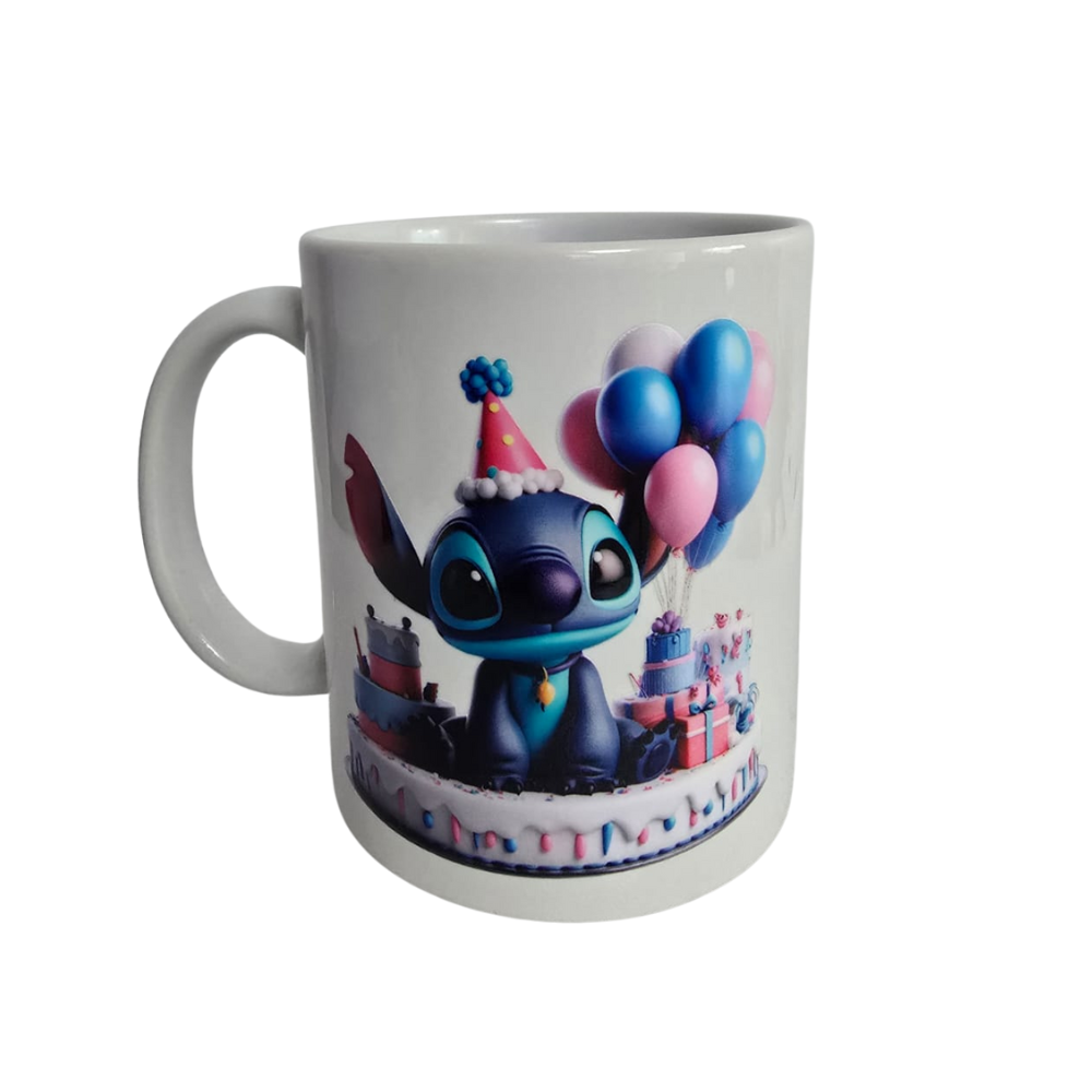 Custom Ceramic Mug – Cute  Stitch Birthday Inspired Design, Coffee Cup Gift