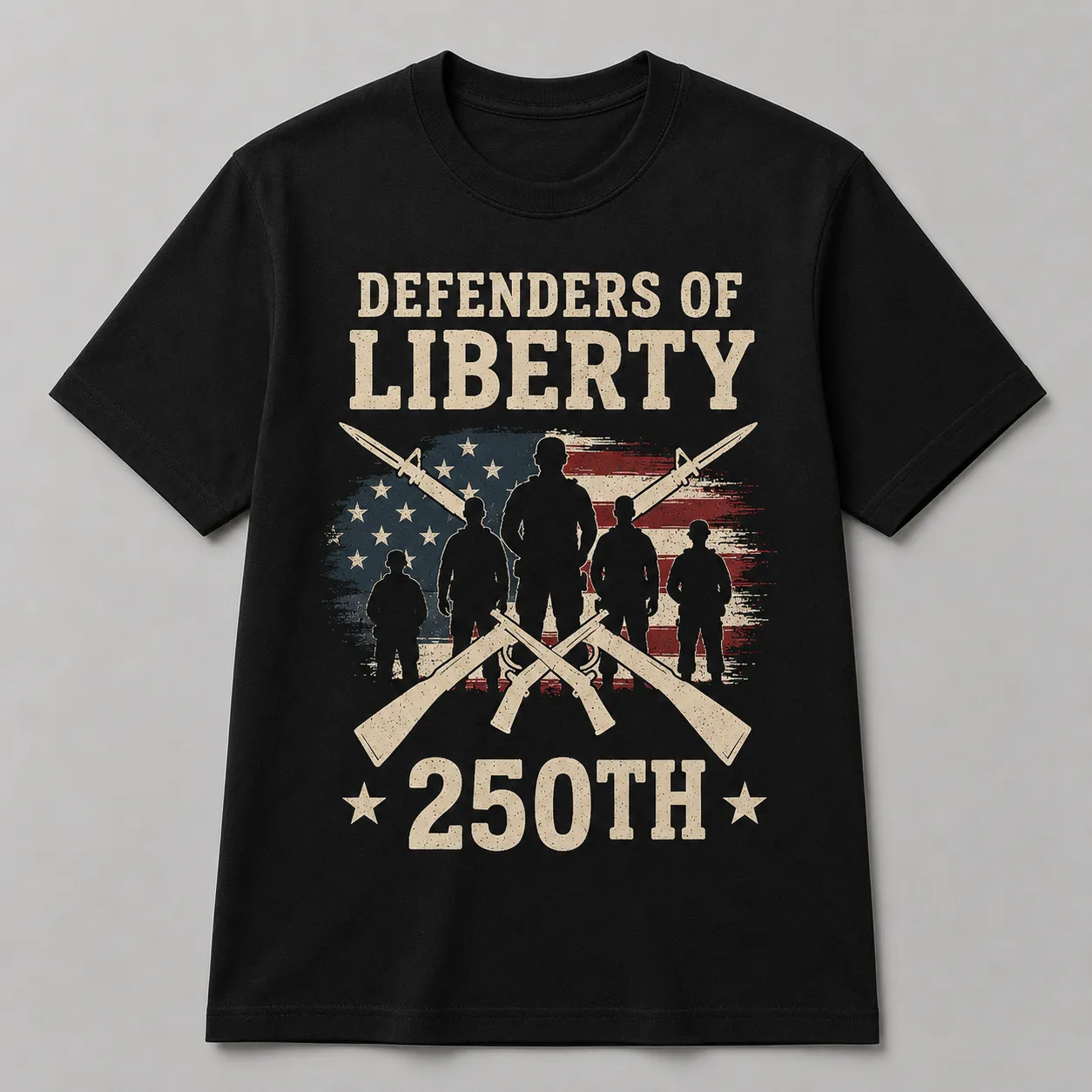 Defenders of Liberty 250th Anniversary Patriotic T-Shirt