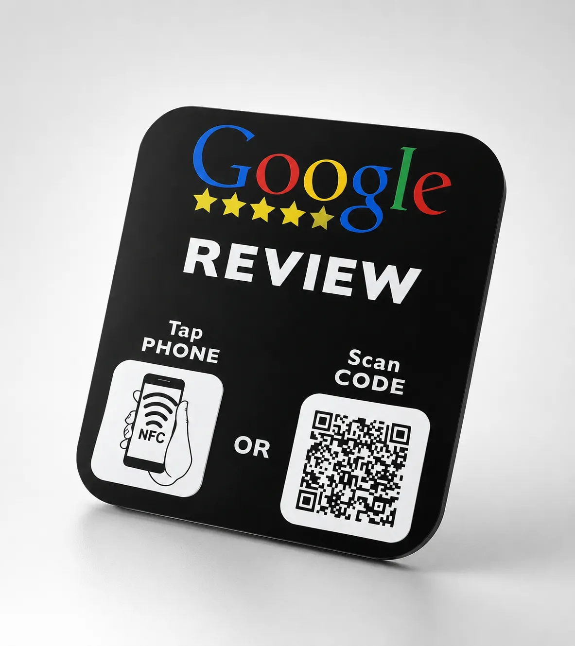 Google Review Display Stand – Black Acrylic 4.75×4.25 Inch