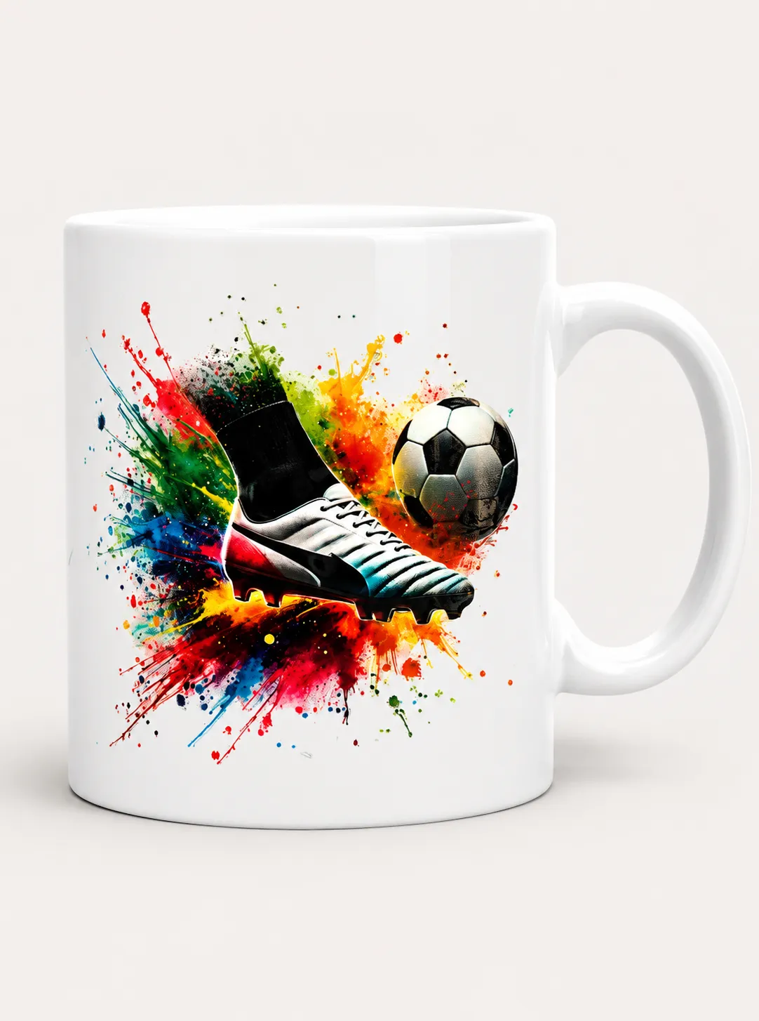 Personalized 11 oz White Ceramic Mug with Soccer Design – UV DTF
